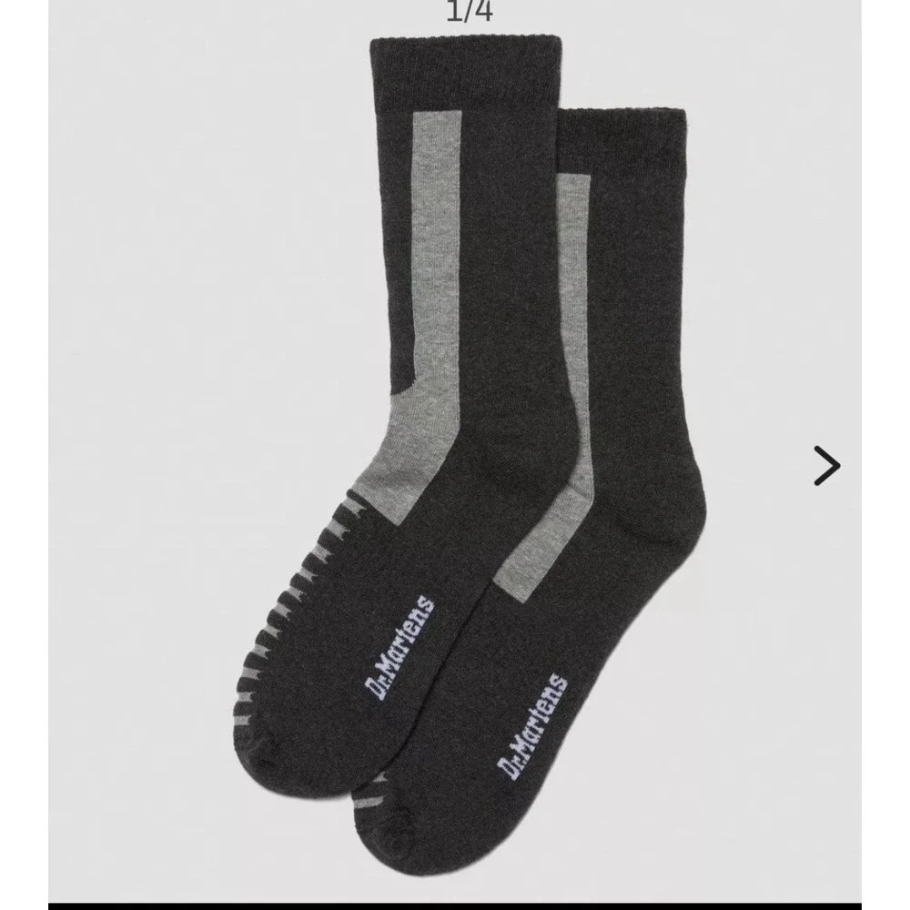 Dr. Martens Double Doc Sock Black Grey Striped‎ Crew Socks small Medium  New